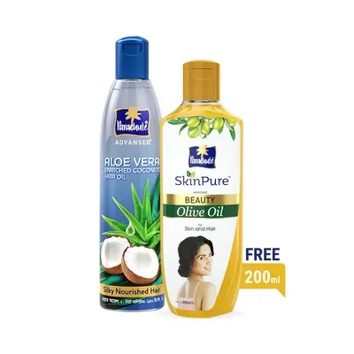 Parachute Advansed Aloe Vera Hair Oil (Free Parachute SkinPure Beauty Olive Oil 200 ml)