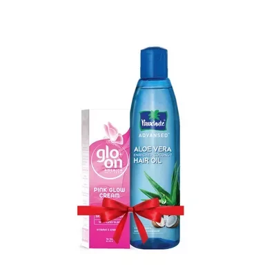 Parachute Advansed Aloe Vera Enriched Coconut Hair Oil 150 ml & Glo-On Pink Glow Skin Cream 50 gm Combo