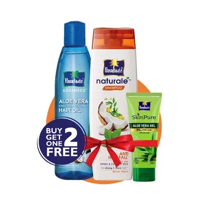 Parachute Aloe Vera Hair Oil 250 ml + Shampoo Anti Hair Fall 170 ml (Free Aloe Vera Gel 50 gm)