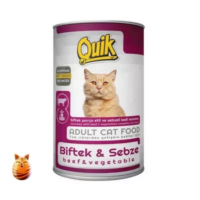 Quik Adult Cat Food Beef & Vegetables Can
