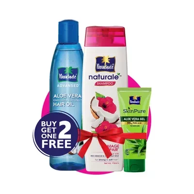 Parachute Aloe Vera Hair Oil 250 ml + Shampoo Damage Repair 170 ml (Free Aloe Vera Gel 50 gm)
