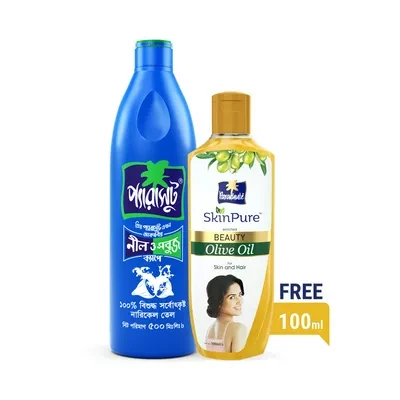 Parachute Coconut Oil (Free Parachute SkinPure Beauty Olive Oil 100 ml)